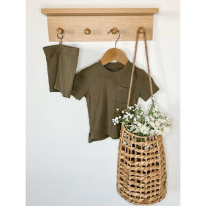 Little Bipsy Olive Green Ribbed Matching Set 6-12 Months